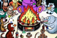 DALL·E-2023-02-04-16.12.45-Zoo-animals-all-gathered-around-a-bonfire-to-roast-marshmallows-Dr.-Seuss-style-drawings-compressed
