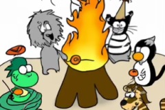 DALL·E-2023-02-04-16.13.21-Zoo-animals-all-gathered-around-a-bonfire-to-roast-marshmallows-on-the-beach-Dr.-Seuss-style-drawings-compressed