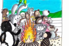 DALL·E-2023-02-04-16.13.59-Zoo-animals-all-gathered-around-a-bonfire-to-roast-marshmallows-on-the-beach-Dr.-Seuss-style-drawings-compressed